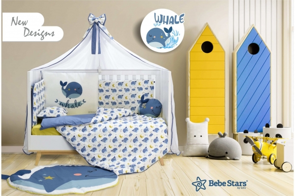 Baby Bedding Set of 9pcs Whale 3100 - image whale-room-min-600x400 on https://www.bebestars.gr
