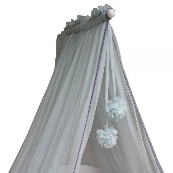 Mosquito net for Beds with pom-pom Mint 603-184 - image 603-184-600x600 on https://www.bebestars.gr